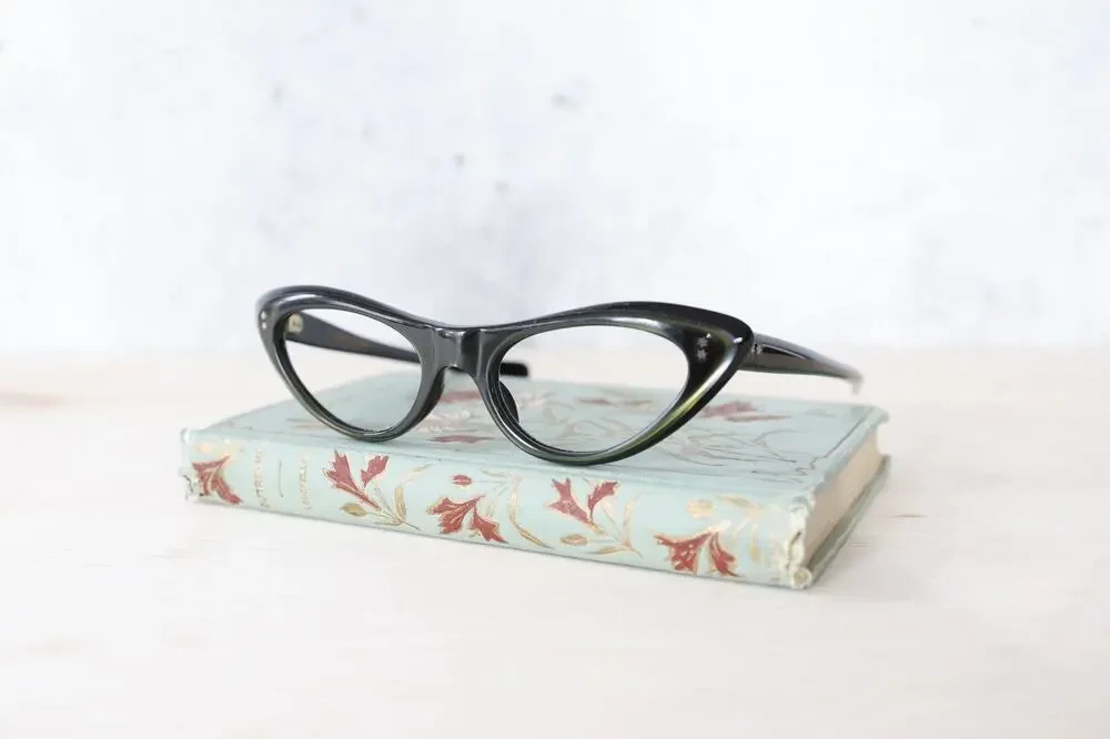 Vintage 1960s France Women Cateye Eyeglass Rockabilly Pinup Multicolor Retro